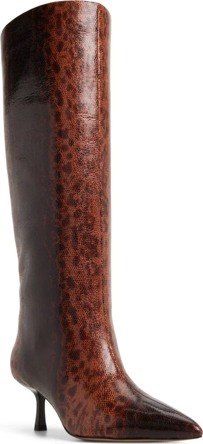 Aldo Women's Selora Knee-High Kitten-Heel Dress Boots - Brown/Snake Multi