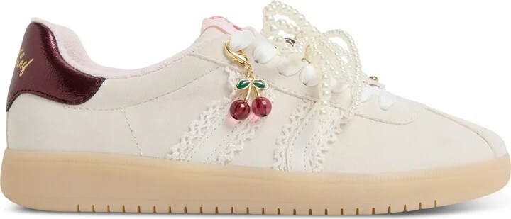 Aldo Women's Sweetthing Lace-Up Low-Top Sneakers - Suede White/Bone - Image 2