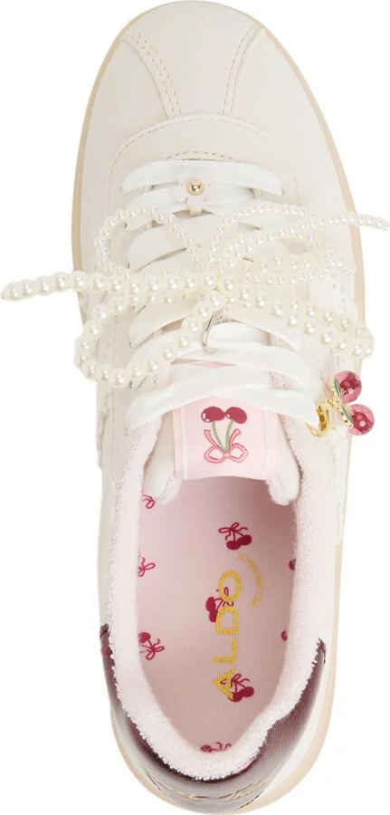 Aldo Women's Sweetthing Lace-Up Low-Top Sneakers - Suede White/Bone - Image 4
