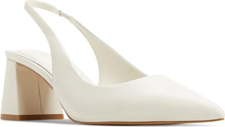 Aldo Women's Uliana Pointed-Toe Slingback Block-Heel Pumps - White/Bone