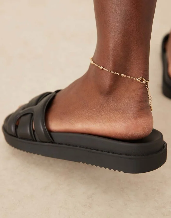 ALDO Wylalaendar padded footbed sandals black leather - Image 2