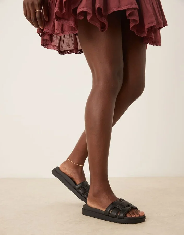 ALDO Wylalaendar padded footbed sandals black leather - Image 3