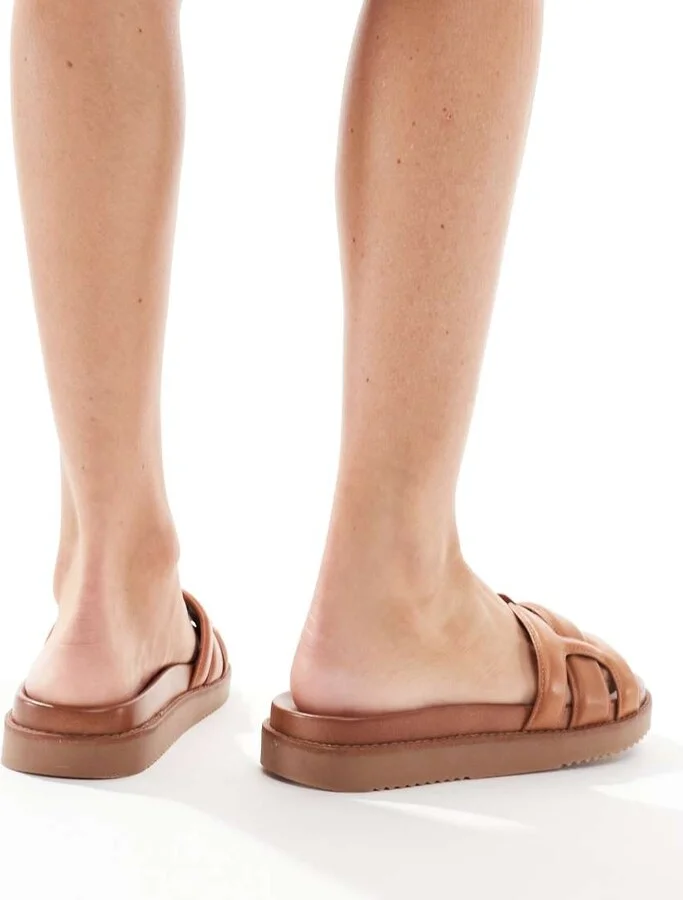 ALDO Wylalaendar padded footbed sandals in medium brown leather - Image 2