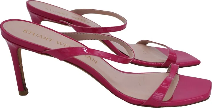 Aleena Slide Sandals in Pink Patent Leather