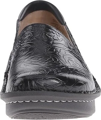 Alegria Debra Professional Women's Slip on Shoes Black Emboss Rose Leather : EU 35 (US Women's 5-5.5) Wide - Image 6