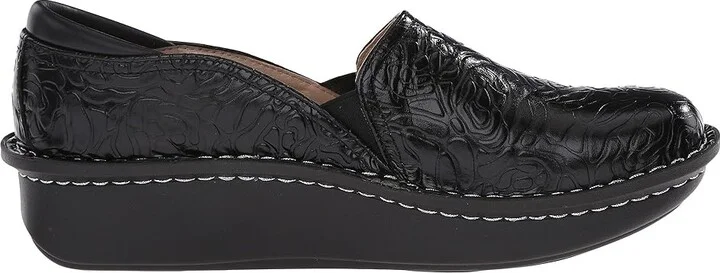 Alegria Debra Professional Women's Slip on Shoes Black Emboss Rose Leather : EU 35 (US Women's 5-5.5) Wide - Image 8