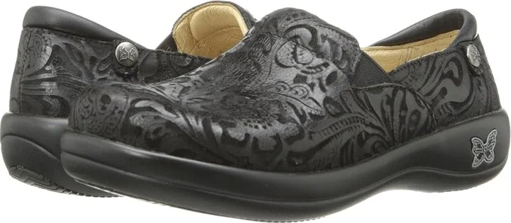 Alegria Keli Professional Women's Shoes Black Emboss Paisley : EU 35 (US Women's 5-5.5) Regular, Leather/Latex