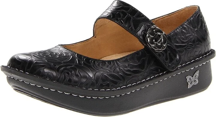 Alegria Paloma Women's Maryjane Shoes Black Embossed Rose : EU 36 (US Women's 6-6.5) Regular, Leather - Image 2