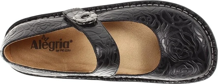Alegria Paloma Women's Maryjane Shoes Black Embossed Rose : EU 36 (US Women's 6-6.5) Regular, Leather - Image 3