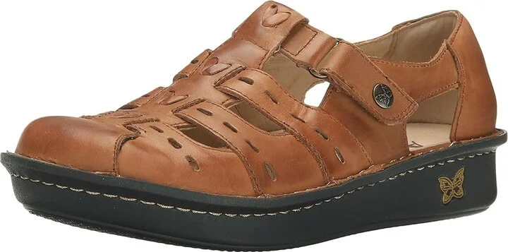 Alegria Pesca Women's Hook and Loop Shoes Cognac Leather : EU 35 (US Women's 5-5.5) Regular - Image 2