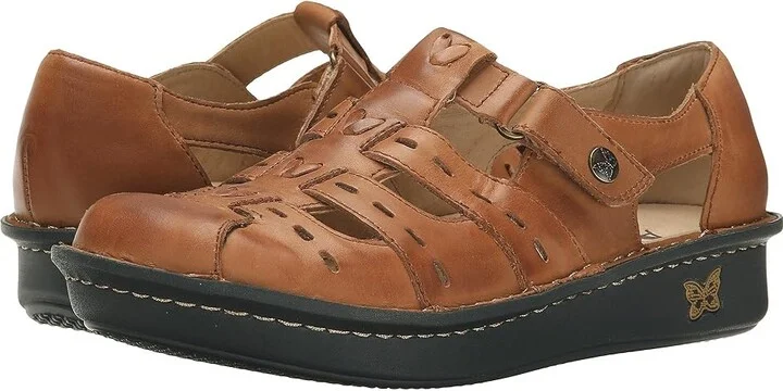 Alegria Pesca Women's Hook and Loop Shoes Cognac Leather : EU 35 (US Women's 5-5.5) Regular