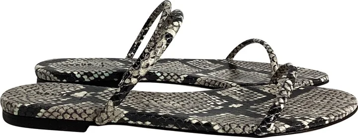Alek Snake Printed Slides in Black Leather