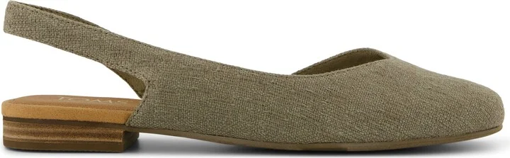 Alene Slingback Flat Military Olive Two Tone Slub