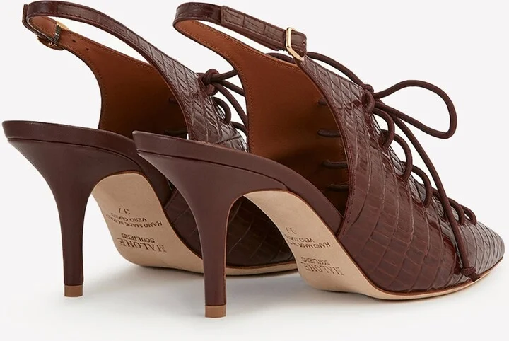Alessandra 70 Croc-Embossed Slingback Pumps in Nappa Leather - Image 2