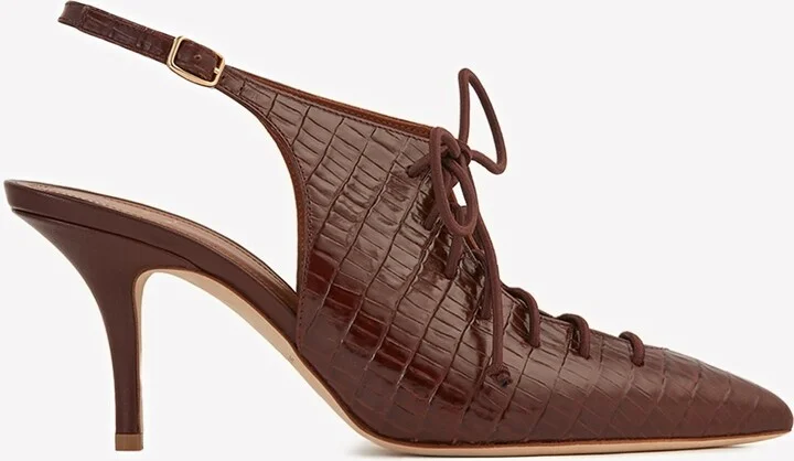 Alessandra 70 Croc-Embossed Slingback Pumps in Nappa Leather