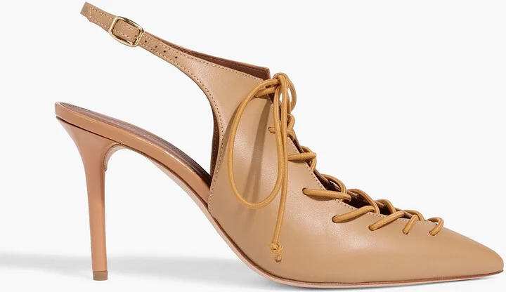 Alessandra 85 lace-up leather slingback pumps