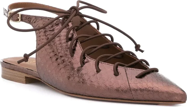 Alessandra lace-up metallic slingbacks - Image 2
