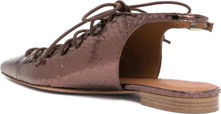Alessandra lace-up metallic slingbacks - Image 3