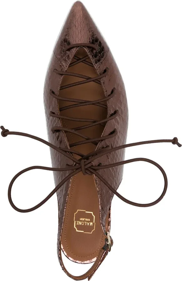 Alessandra lace-up metallic slingbacks - Image 4