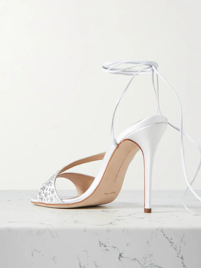 Alessandra Rich - Crystal-embellished Satin Sandals - White - Image 3