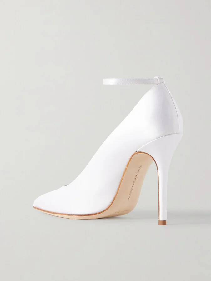 Alessandra Rich - Crystal-embellished Silk-satin Pumps - White - Image 3