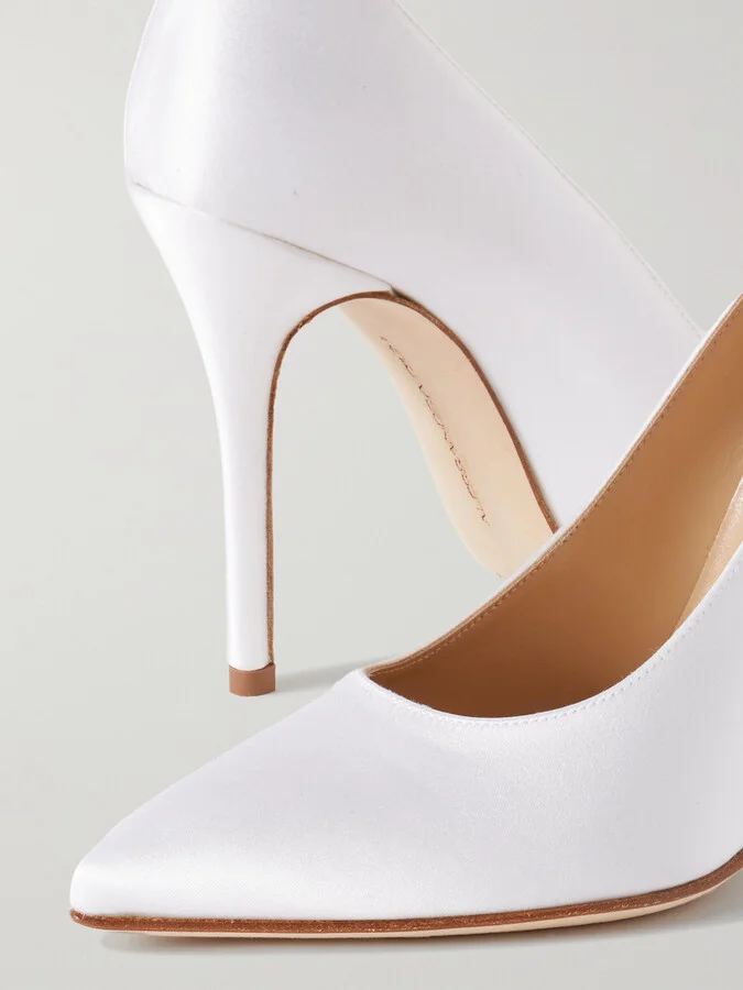Alessandra Rich - Crystal-embellished Silk-satin Pumps - White - Image 4