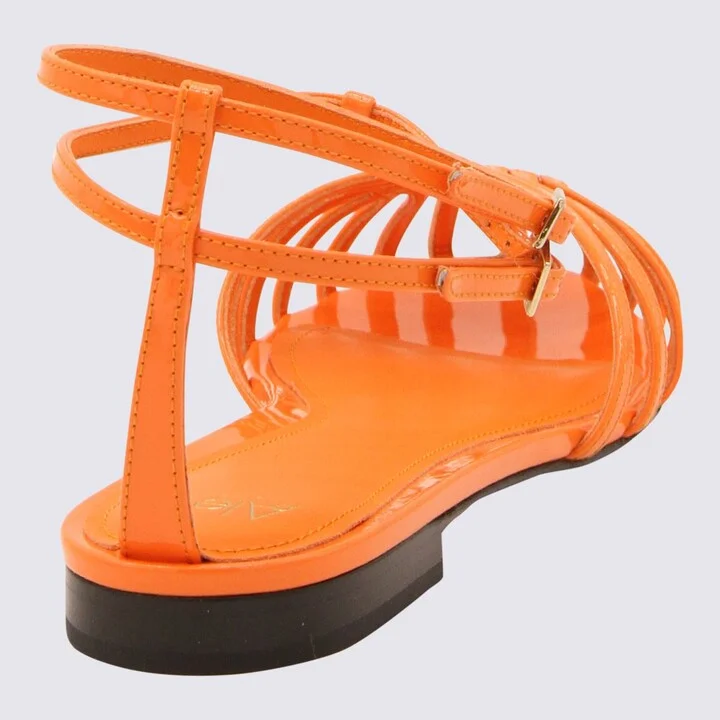 Alevì Milano Orange Leather Elena Flats - Image 2