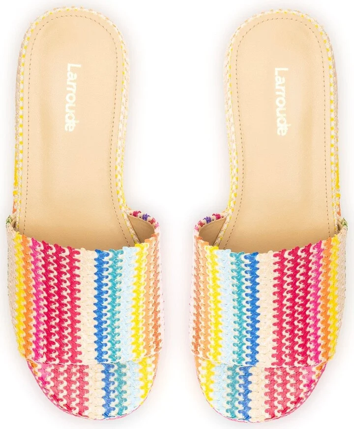 Alex Flatform Mule In Rainbow Raffia - Image 3