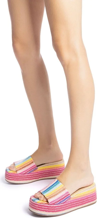 Alex Flatform Mule In Rainbow Raffia - Image 4