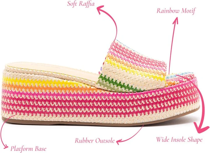 Alex Flatform Mule In Rainbow Raffia - Image 5