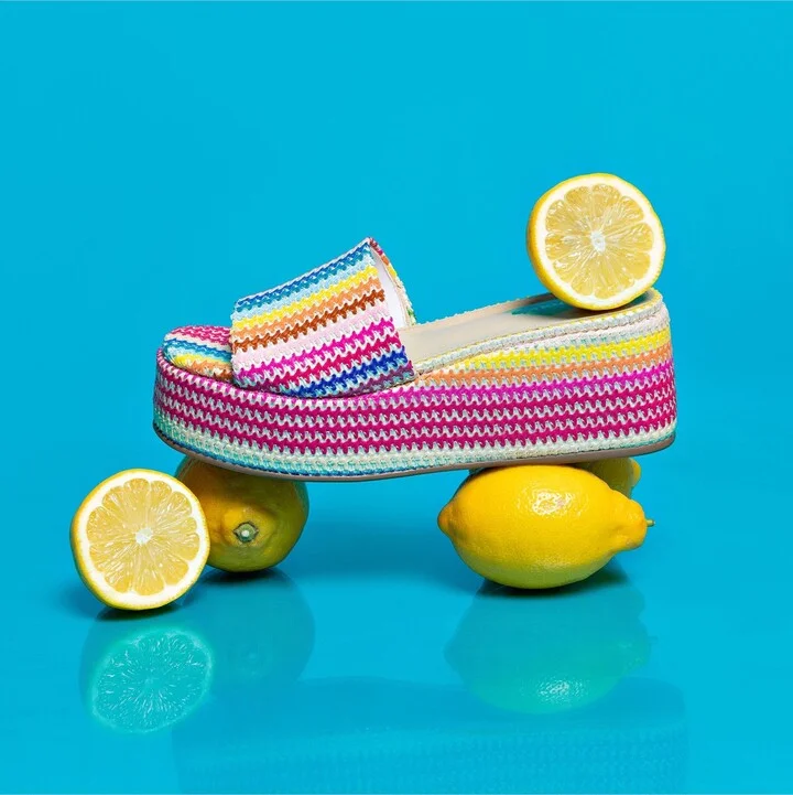 Alex Flatform Mule In Rainbow Raffia - Image 7