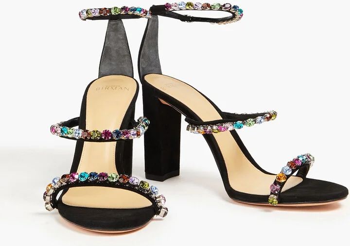 Alexa 90 crystal-embellished suede sandals - Image 2