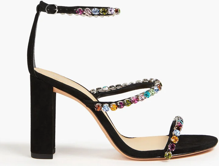 Alexa 90 crystal-embellished suede sandals