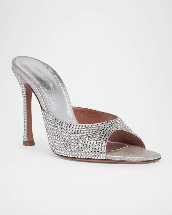 Alexa Crystal Metallic Stiletto Mule Sandals - Image 2