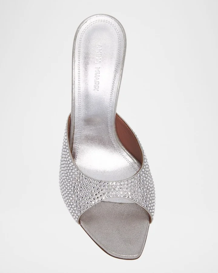 Alexa Crystal Metallic Stiletto Mule Sandals - Image 3