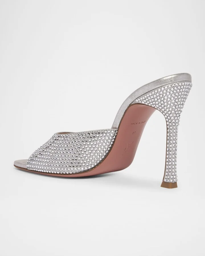Alexa Crystal Metallic Stiletto Mule Sandals - Image 9