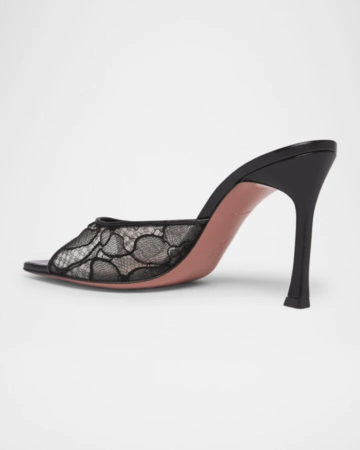 Alexa Lace Stiletto Mule Sandals - Image 5