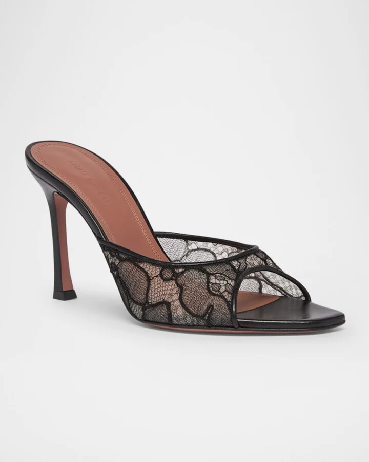 Alexa Lace Stiletto Mule Sandals - Image 9