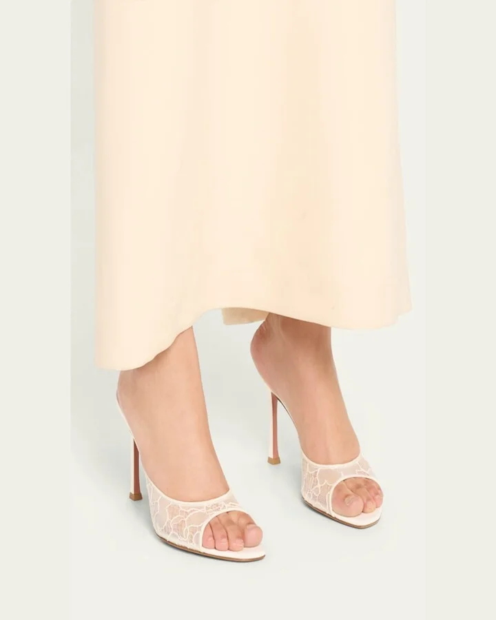 Alexa Lace Stiletto Mule Sandals - Image 3