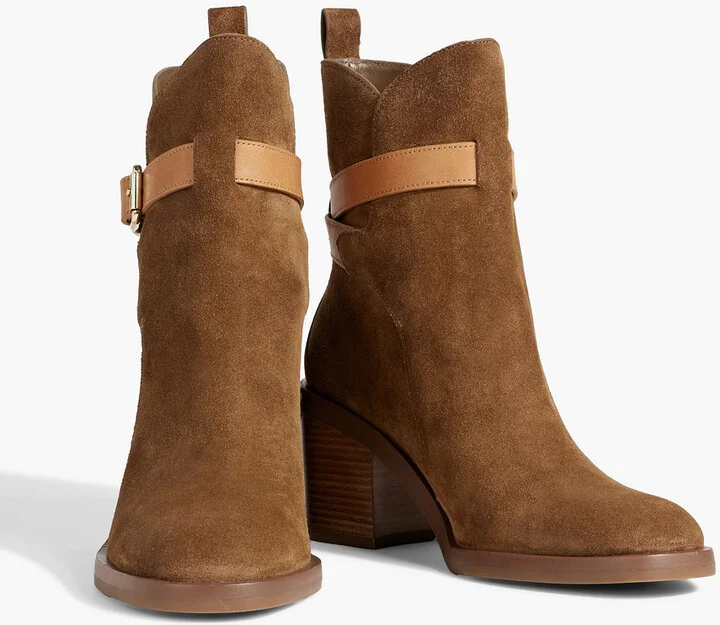 Alexa leather-trimmed suede ankle boots - Image 2