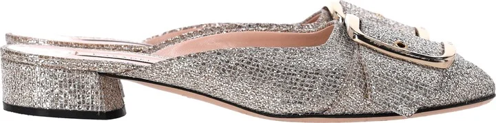 Alexa Low-Heel Mules in Gold Glitter