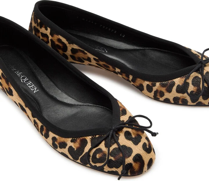 Alexander Mcqueen Armadillo 20 Leopard-print Calf Hair Ballet Pumps - Image 3
