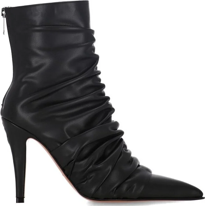 Alexander McQueen Birdee Ruched Pointed-Toe Boots