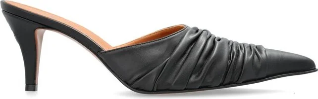 Alexander McQueen Birdee Ruched Pointed-Toe Mules