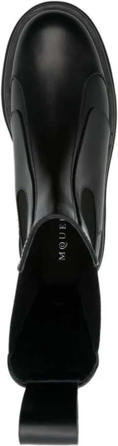 Alexander McQueen Black Glossy Leather Ankle Boots With Tank Sole - Image 4