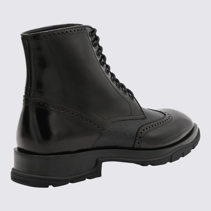 Alexander McQueen Black Leather Boots - Image 2