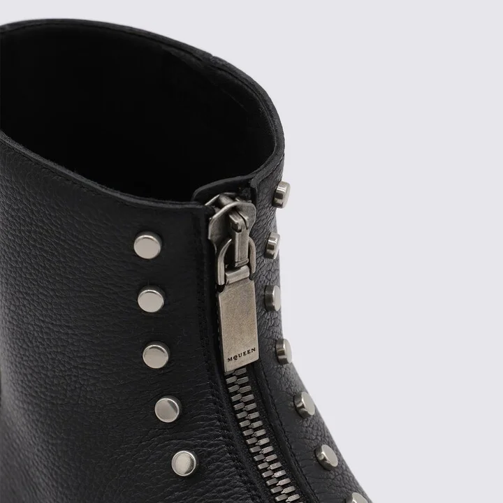 Alexander McQueen Black Leather Boots - Image 4
