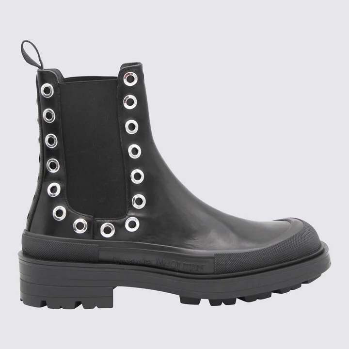 Alexander McQueen Black Leather Chelsea Boots