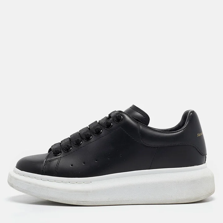 Alexander McQueen Black Leather Larry Sneakers Size 35