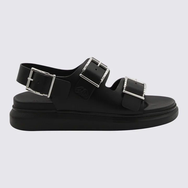 Alexander McQueen Black Leather Sandals